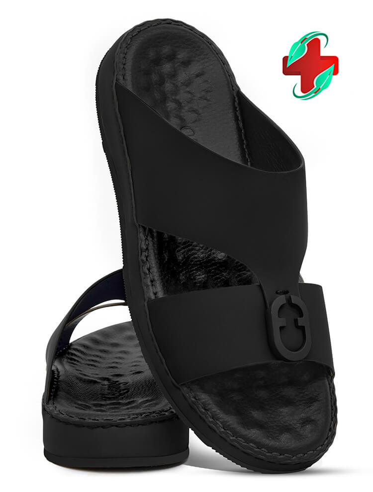 Khanjar[KH1]3001 MEDICAL Black Gents Arabic Sandal