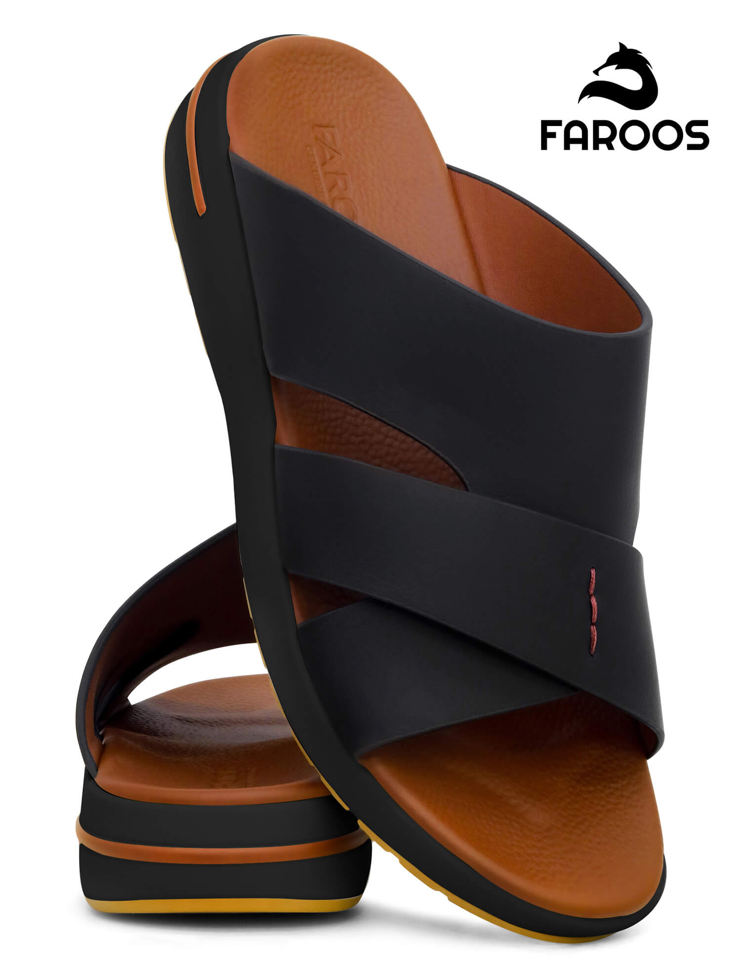 Faroos[F409]M200 [LP] Black Tan Gents Arabic Sandal