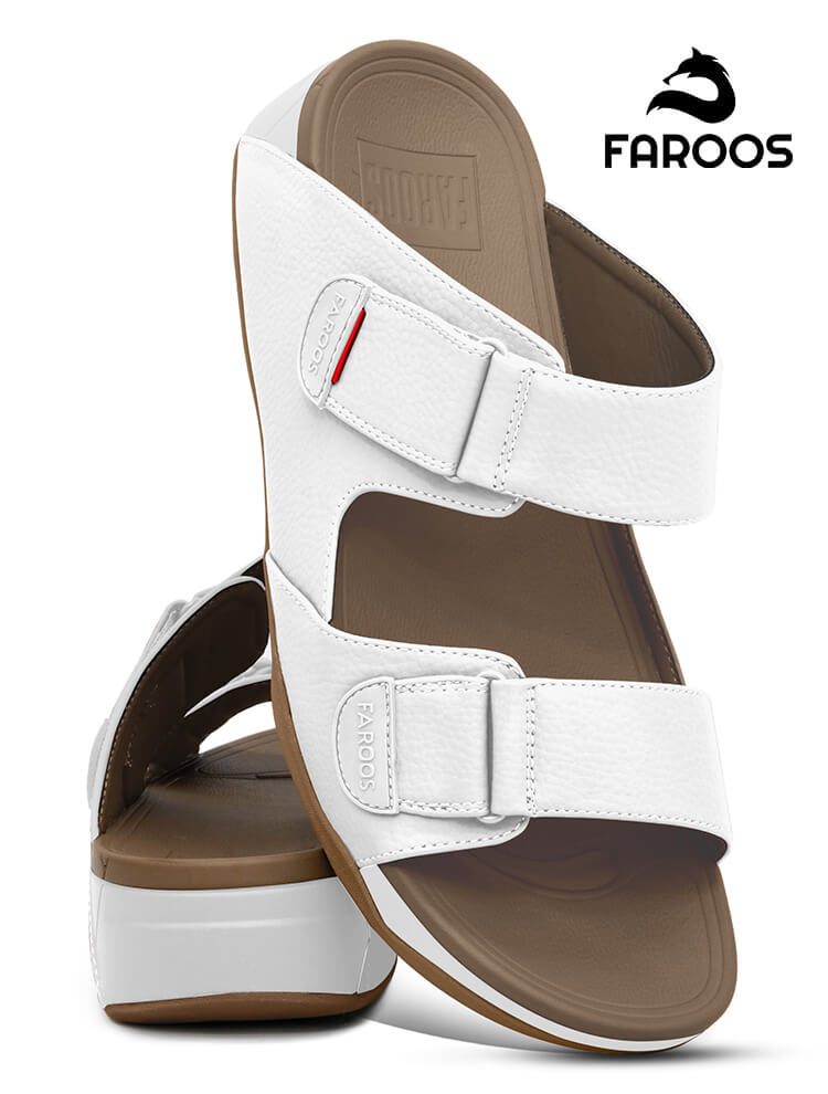 Faroos[F440]M124 White Gents Arabic Sandal