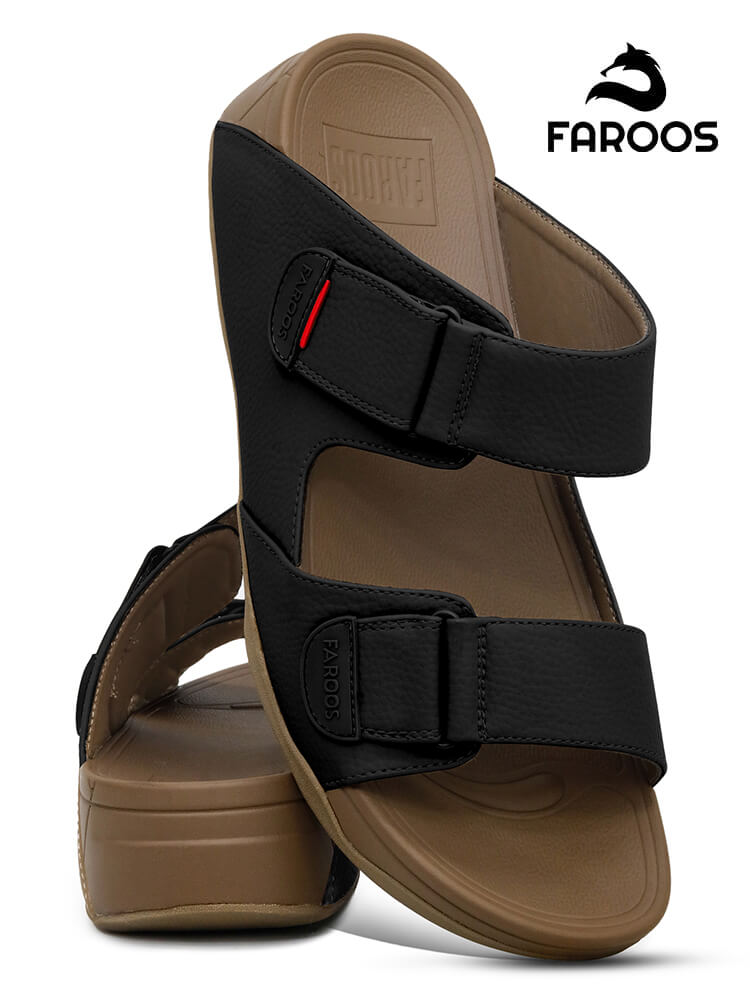 Faroos[F441]M124 Black Gents Arabic Sandal