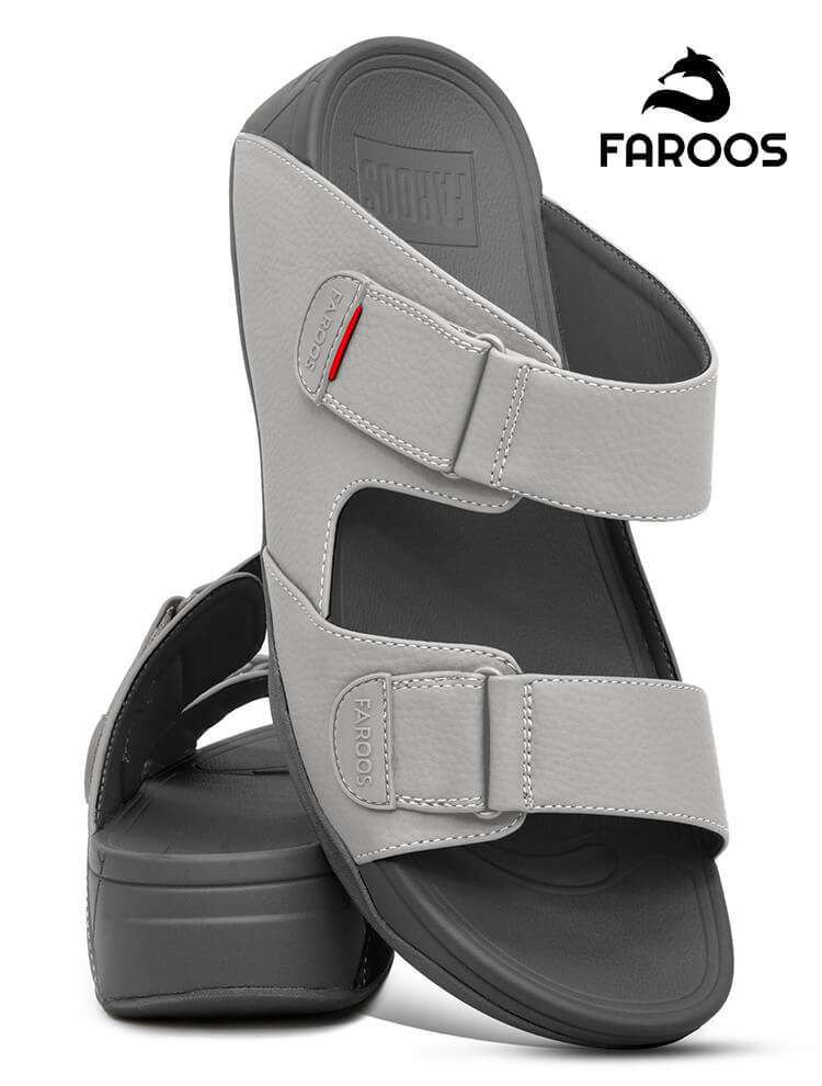 Faroos[F442]M124 Grey Gents Arabic Sandal