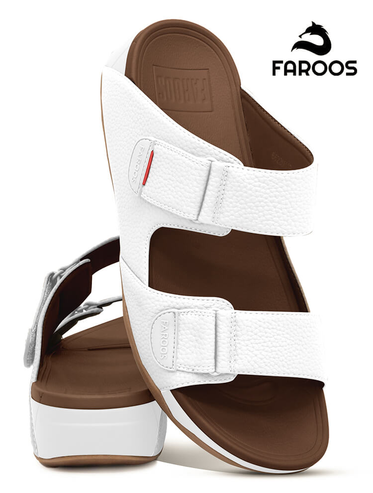 Faroos[F443]M113 White Gents Arabic Sandal