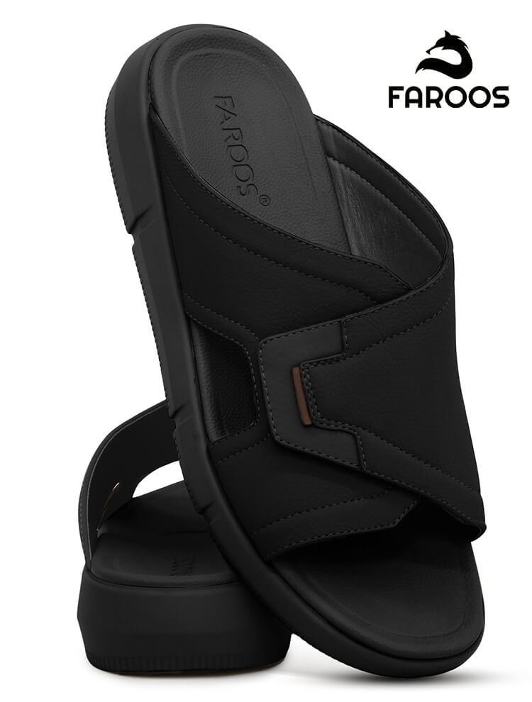Faroos[F461]M012 Black Gents Arabic Sandal