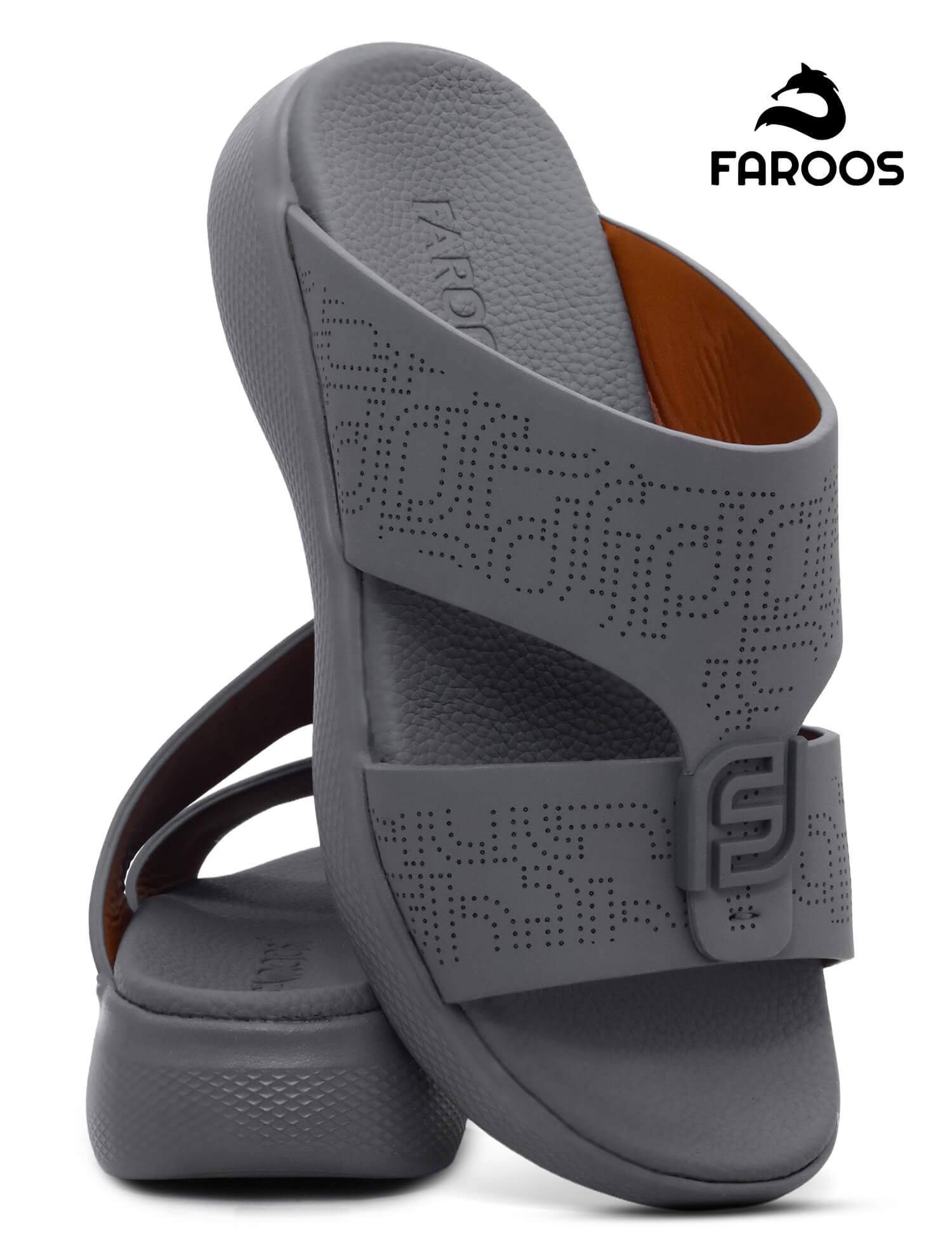 Faroos[F503]M022 Grey Gents Arabic Sandal
