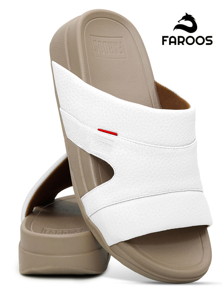 Faroos[F522]M002 White Gents Arabic Sandal