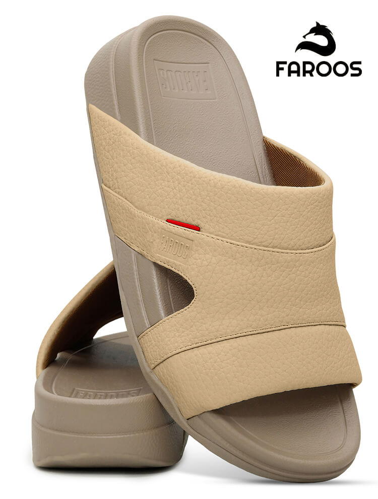 Faroos[F523]M002 Beige Gents Arabic Sandal