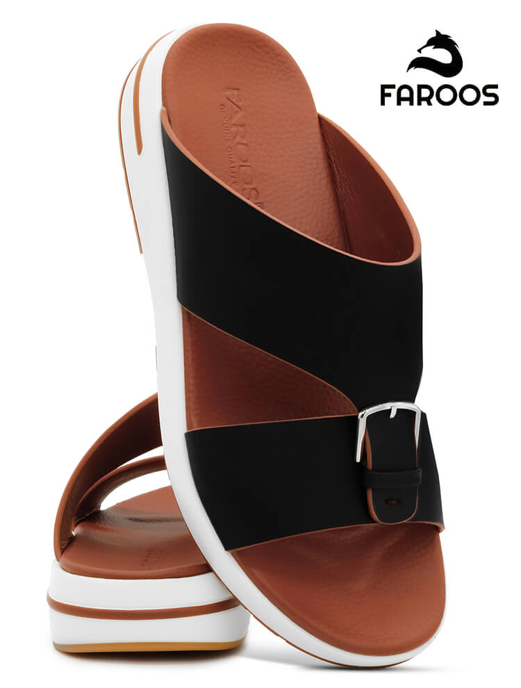 Faroos[F530]M222 Black Gents Arabic Sandal
