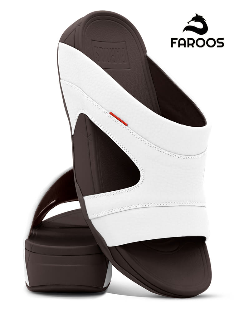 Faroos[F548]M156-White-Tan-Gents-Arabic-Sandal-40
