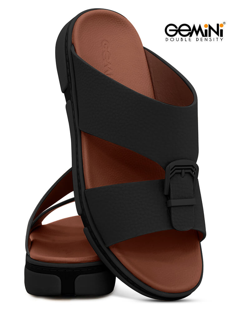 Gemini[G74]M094 Black Tan Gents Arabic Sandal
