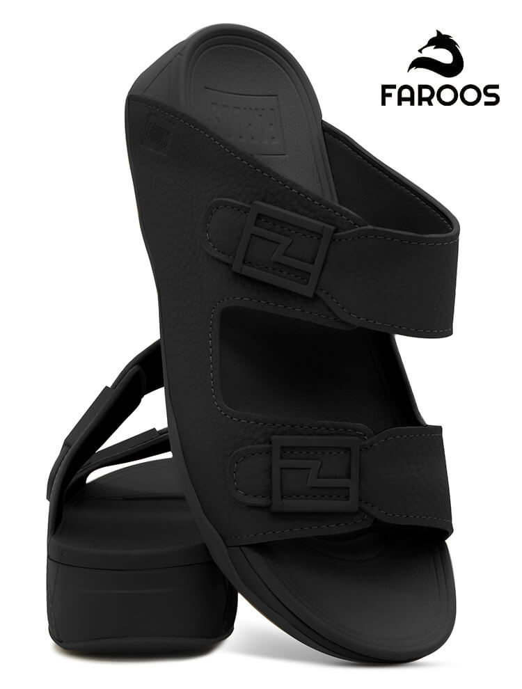 Faroos[F557]M158 Black Gents Arabic Sandal