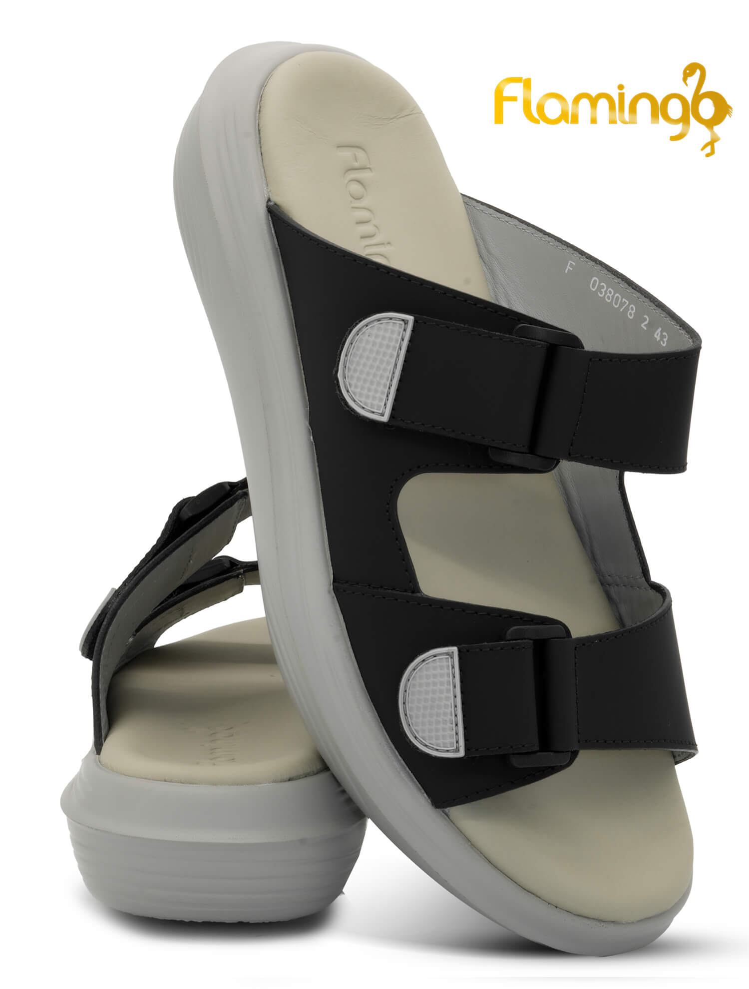 Flamingo Premium[FG153]8078 Gray Black Gents Arabic Sandal