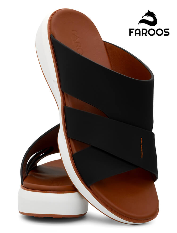 Faroos[F581]M005 [LP] Black Gents Arabic Sandal