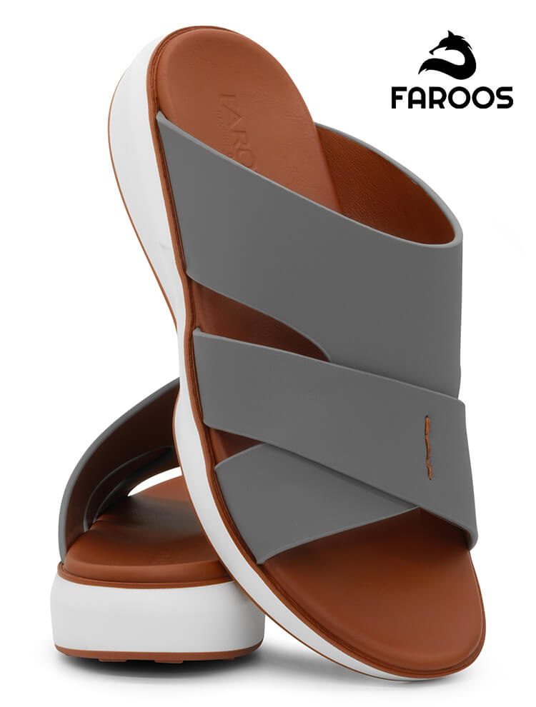 Faroos[F582]M005 [LP] Gray Gents Arabic Sandal
