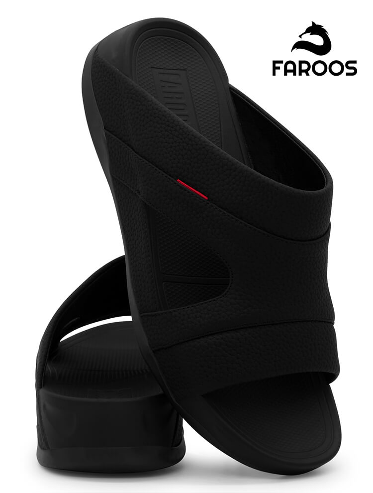 Faroos[F589]M113A Full Black Gents Arabic Sandal