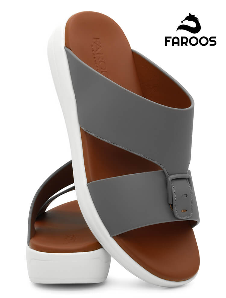 Faroos[F616]M139 Gray Gents Arabic Sandal