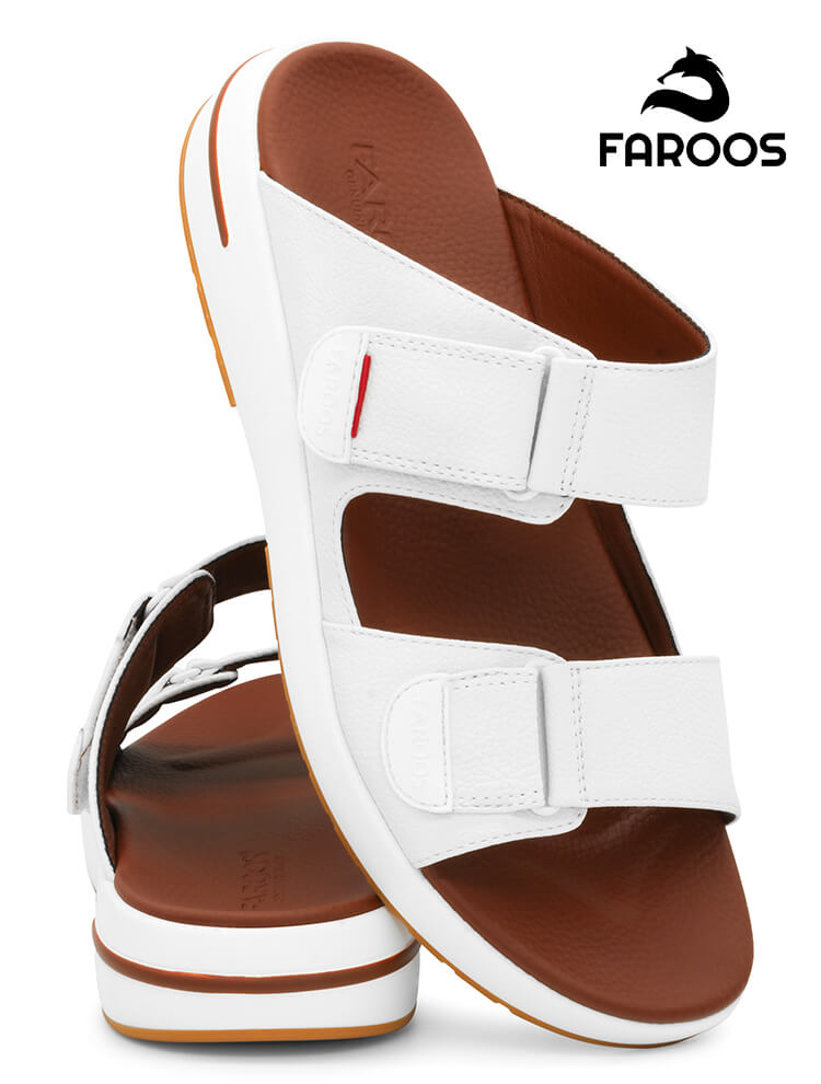 Faroos[F628]M229 White Gents Arabic Sandal
