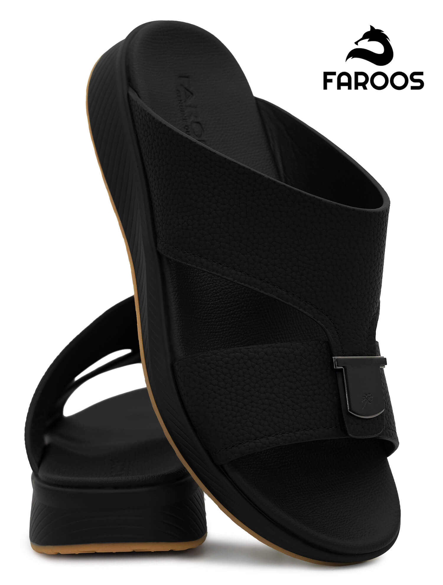 Faroos[F684]M010 Black Gents Arabic Sandal