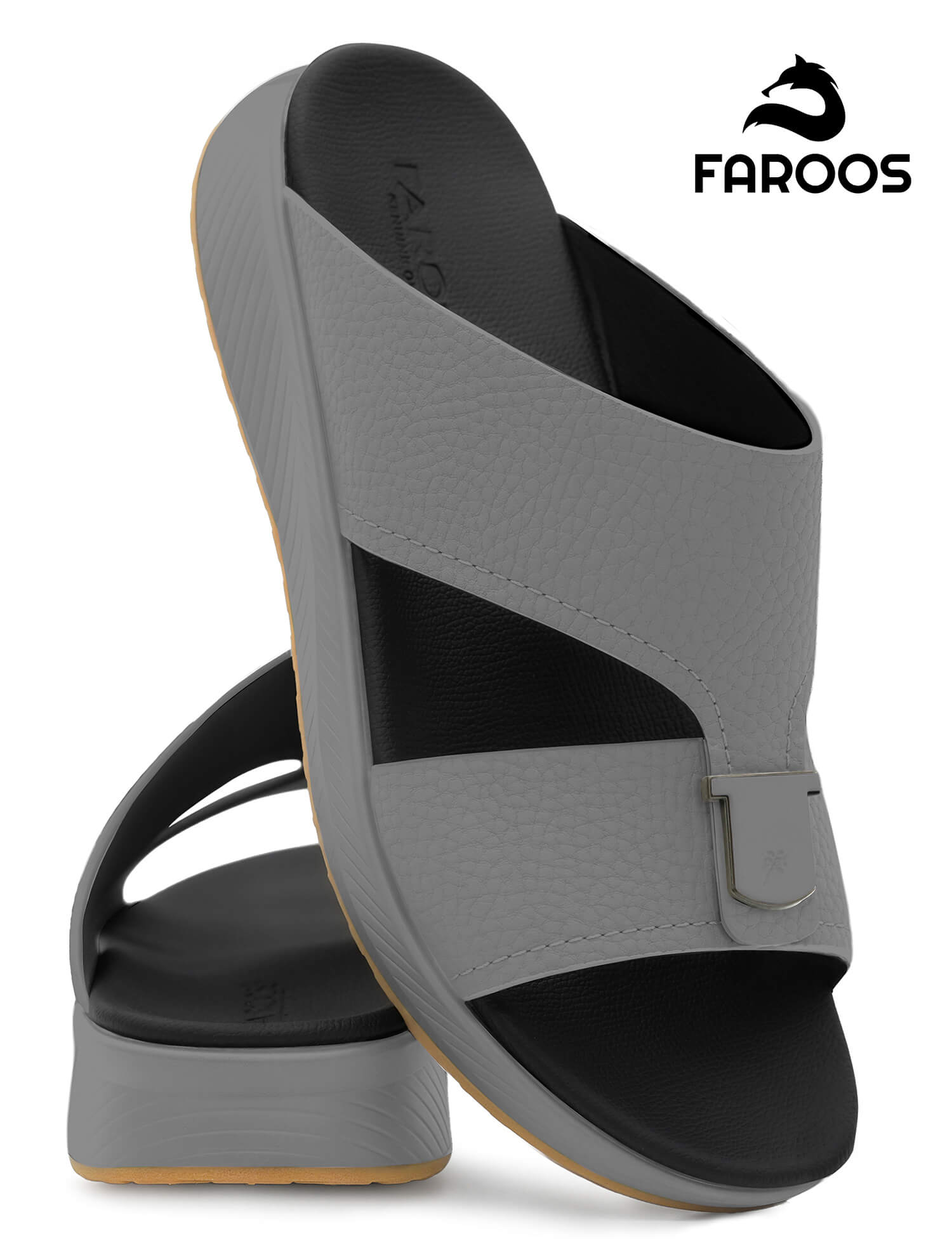Faroos[F686]M010 Gray Gents Arabic Sandal