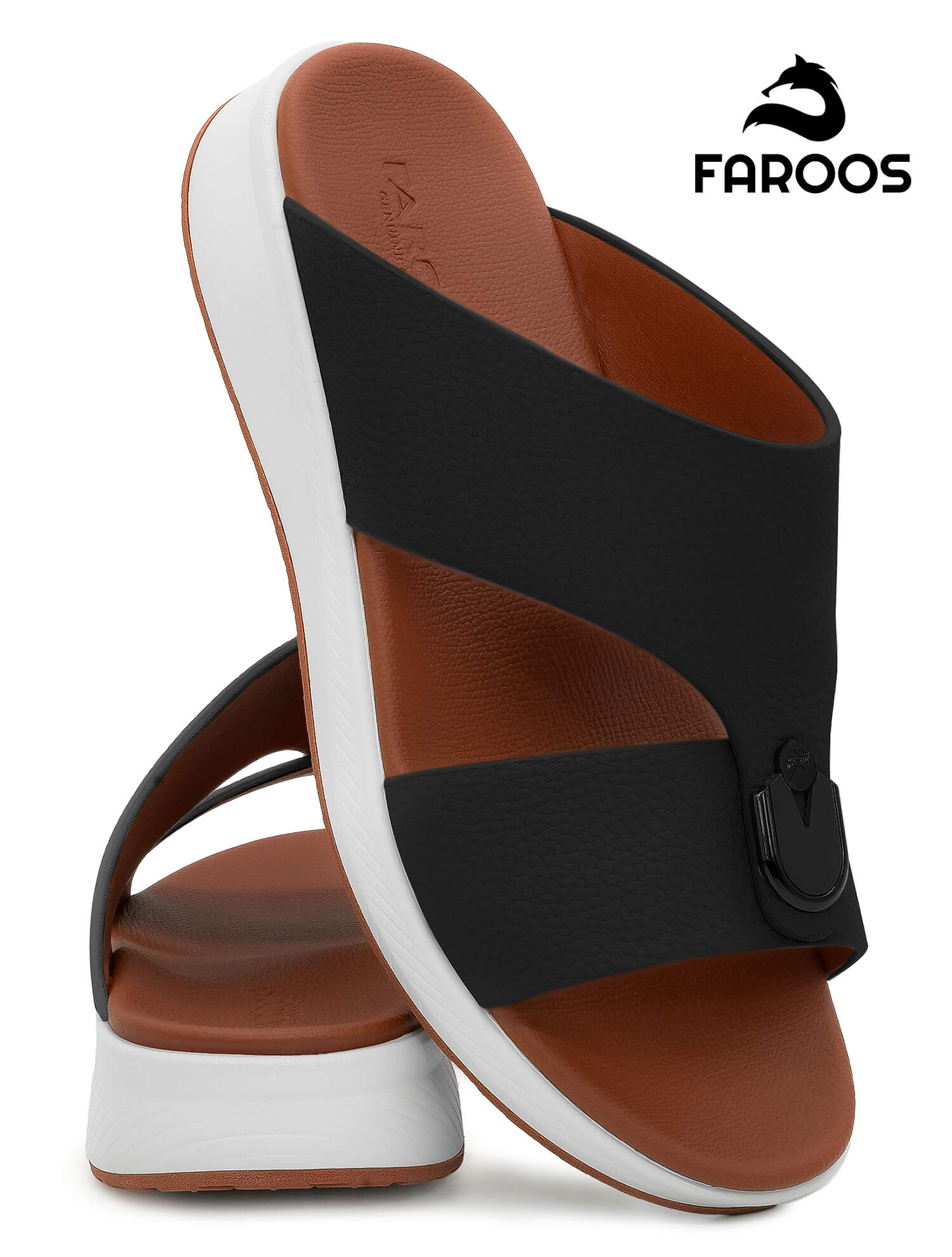 Faroos[F698]M013 Black Gents Arabic Sandal