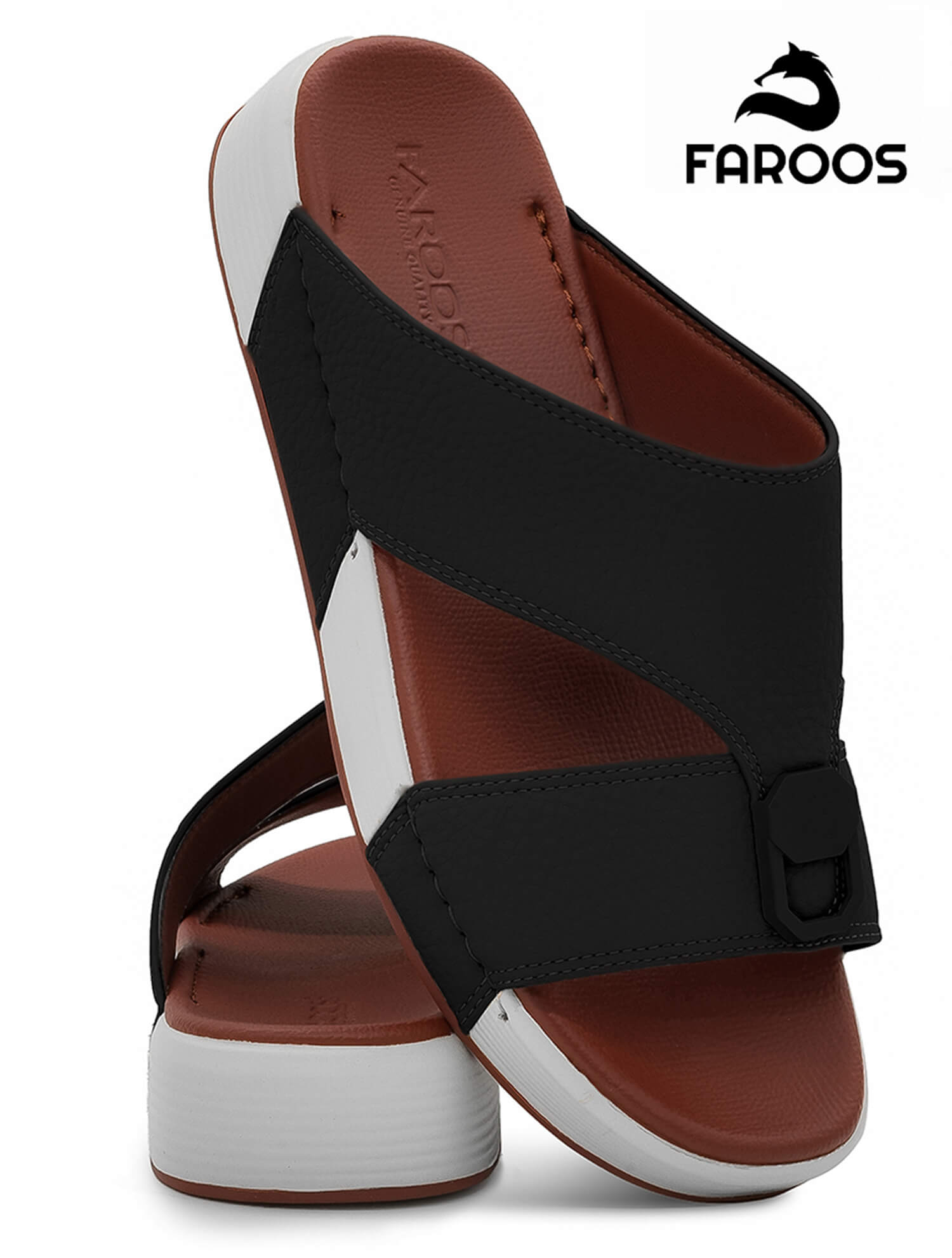Faroos[F729]M085 Black Gents Arabic Sandal