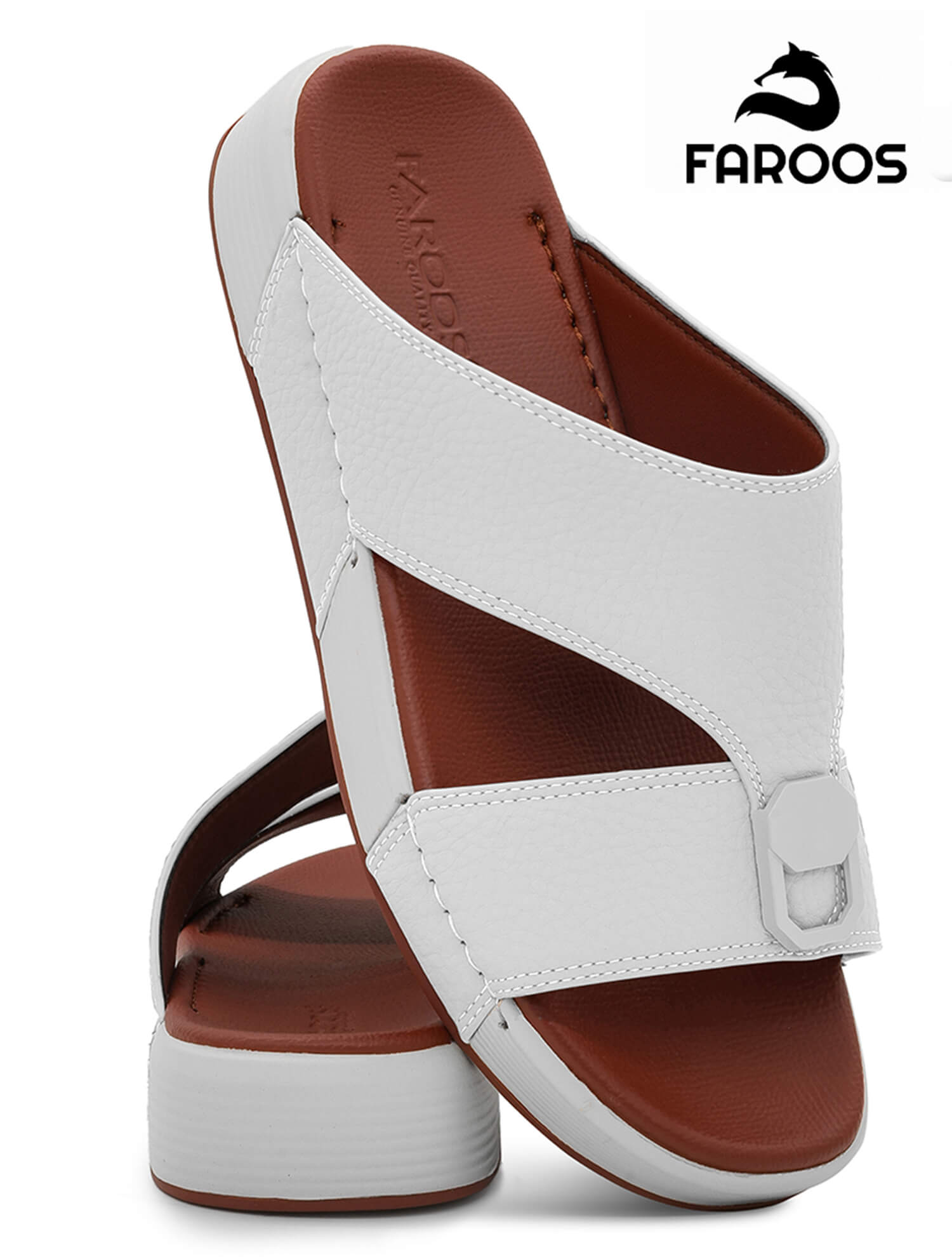 Faroos[F732]M085 White Gents Arabic Sandal